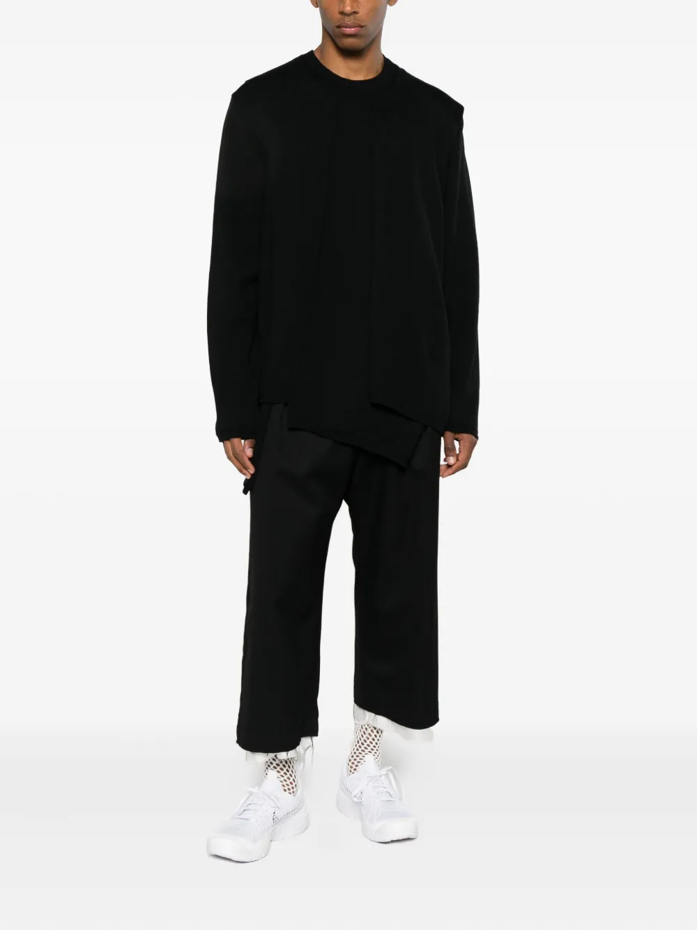Comme des Garçons Homme Plus Asymmetrische gebreide trui met vlakken - Zwart