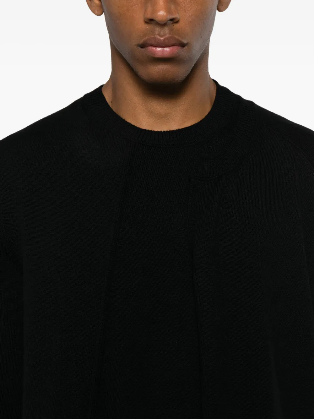 Comme des Garçons Homme Plus Asymmetrische gebreide trui met vlakken Zwart