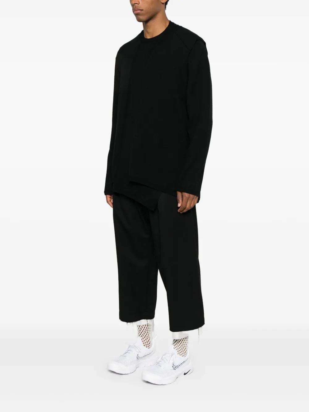 Comme des Garçons Homme Plus Asymmetrische gebreide trui met vlakken Zwart