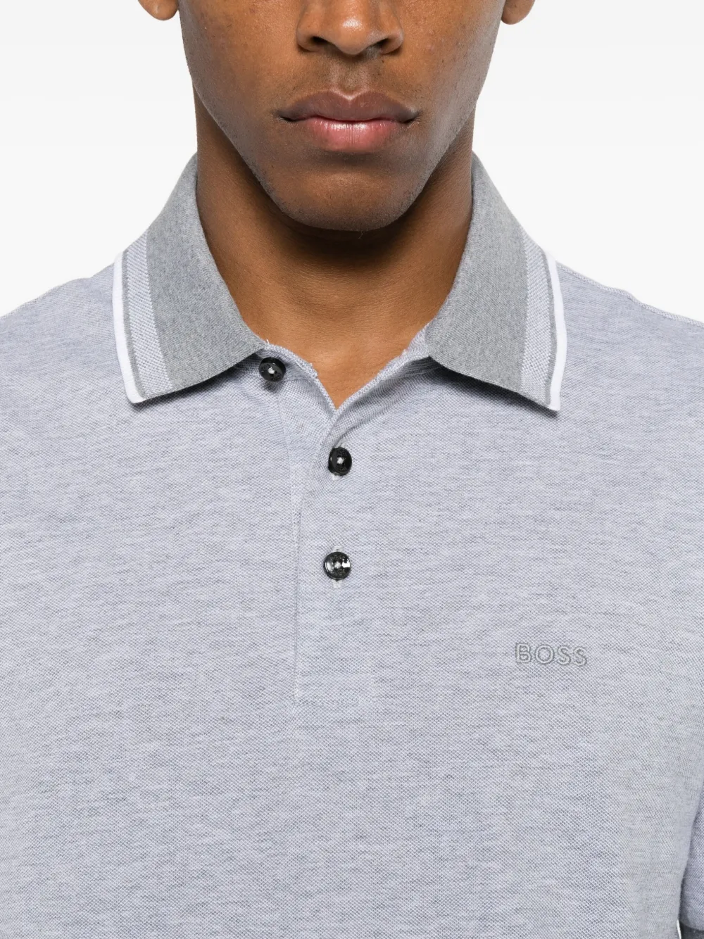 BOSS Poloshirt met knopen afwerking Grijs