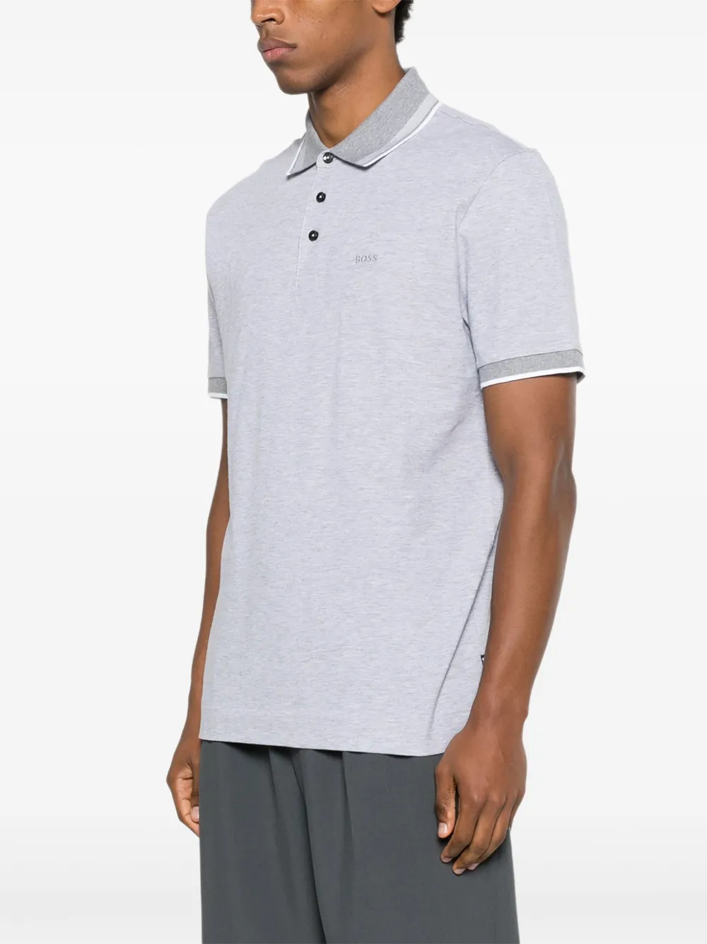 BOSS Poloshirt met knopen afwerking Grijs