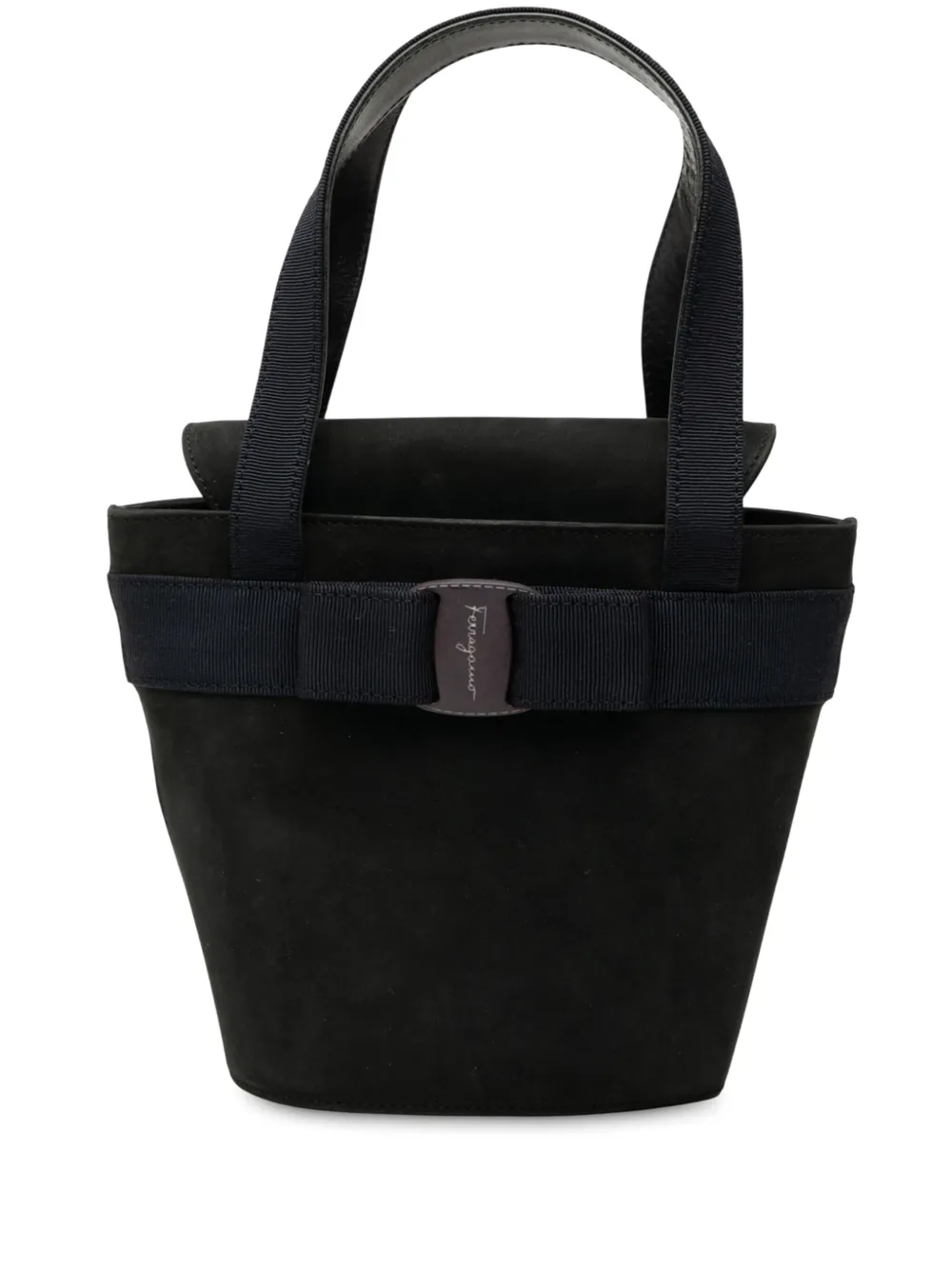 Ferragamo Pre-Owned 1990-2025 Suede Vara Bow bucket bag | Black | Image 1