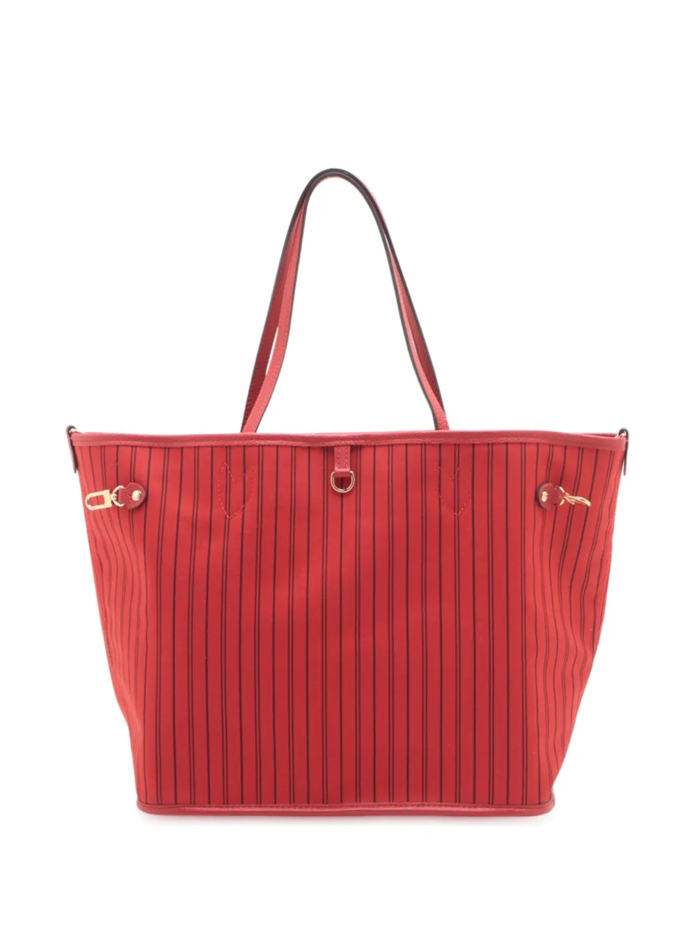 Pre-owned Louis Vuitton 2021-2025 Monogram Neverfull Bandouliere Inside Out Mm Satchel In Red