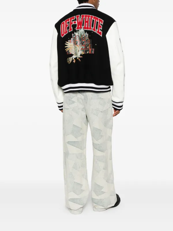 Off-White Appliqué Diag-stripe Varsity Jacket | Black | FARFETCH PH
