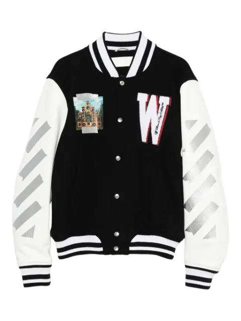 Off-White appliqué Diag-stripe varsity jacket