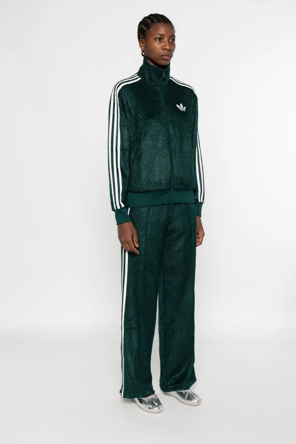 Adidas Originals Stripe Zip Sweatshirt In Green