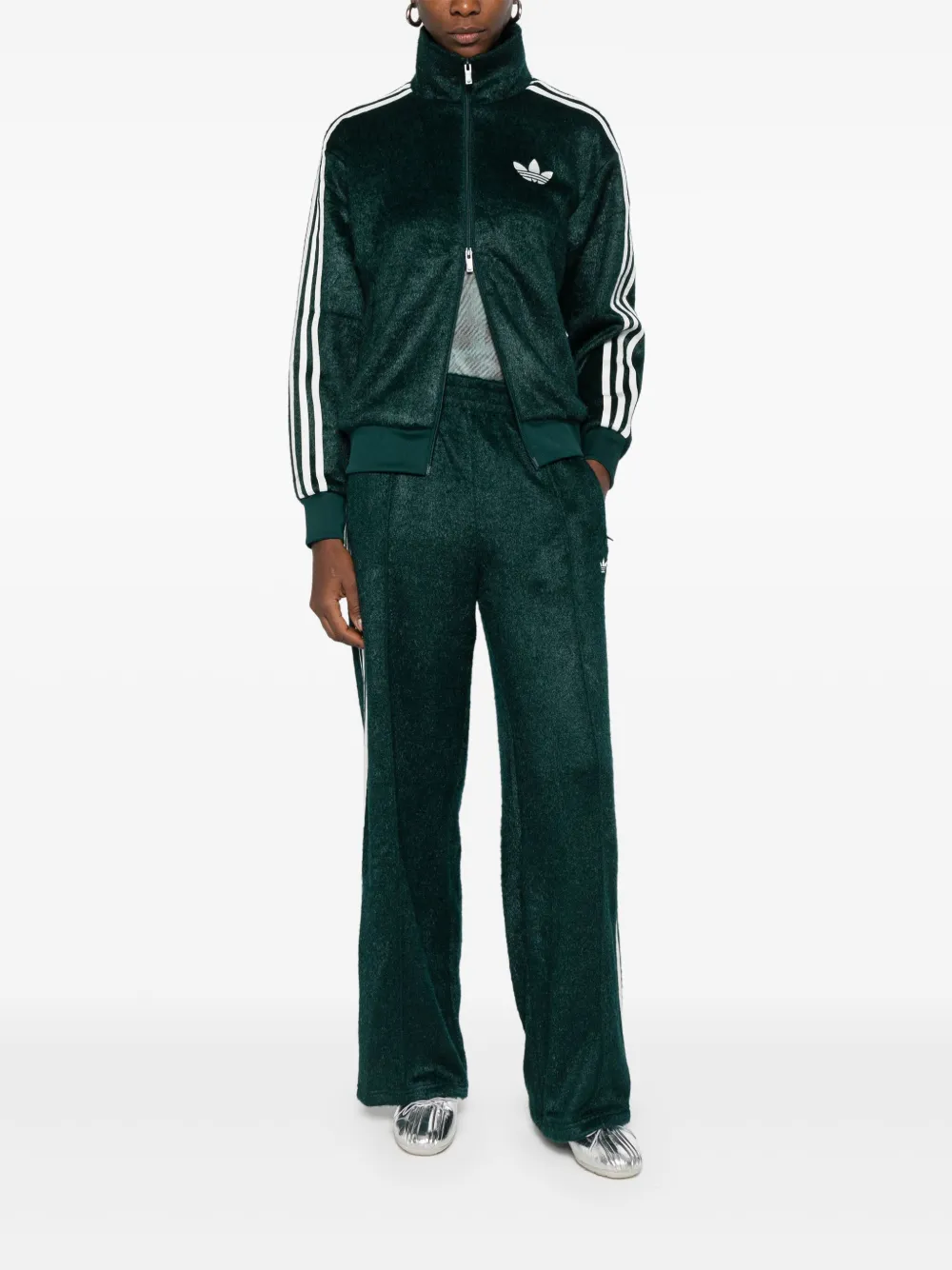 adidas Gestreepte sweater met rits Groen