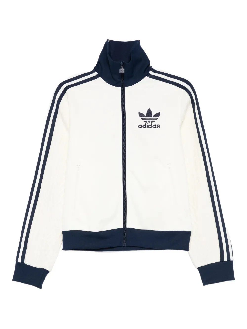 Adidas Originals Three-stripe Zip Sweatshirt In White