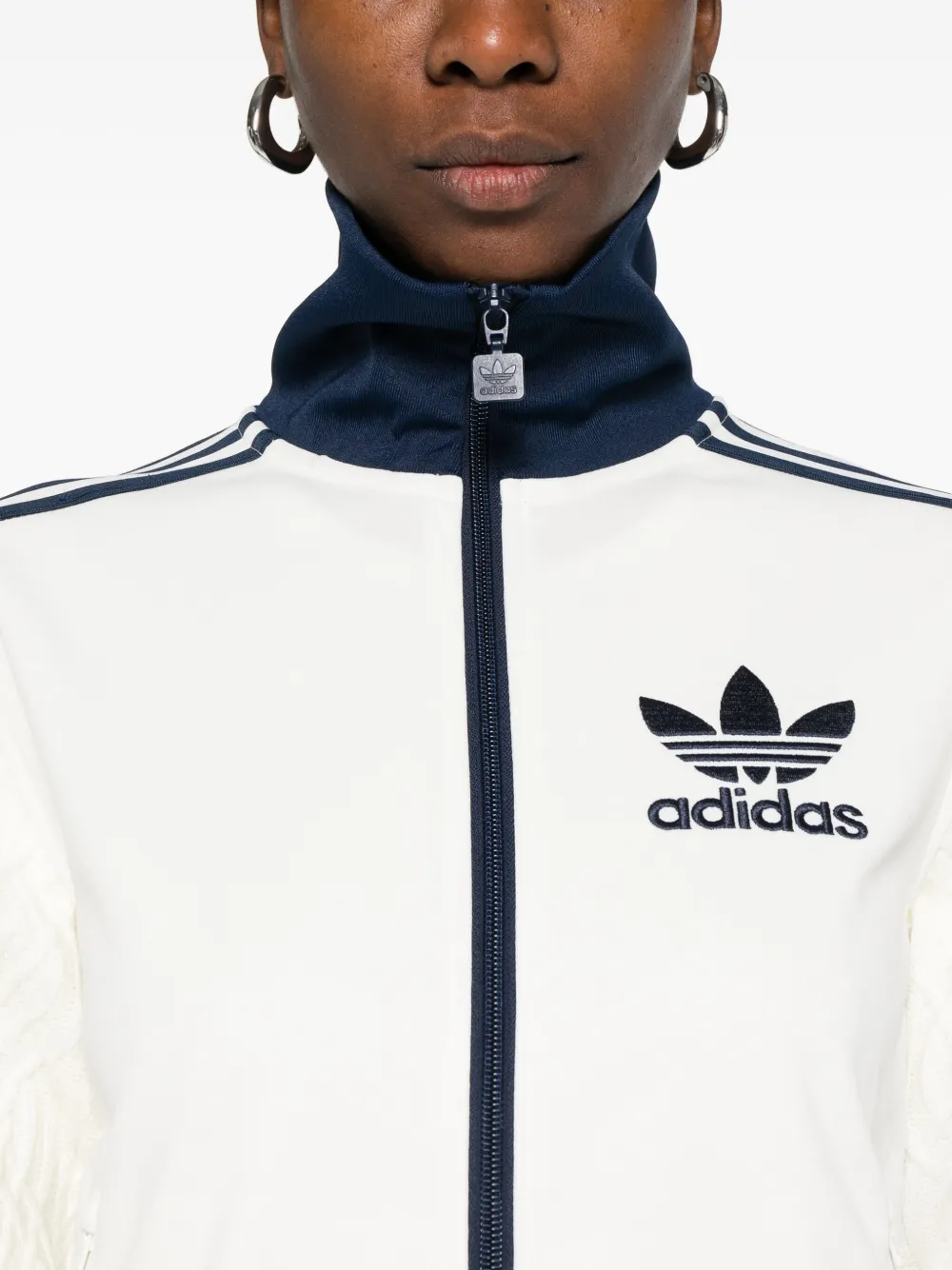 Adidas Originals Three-stripe Zip Sweatshirt In White