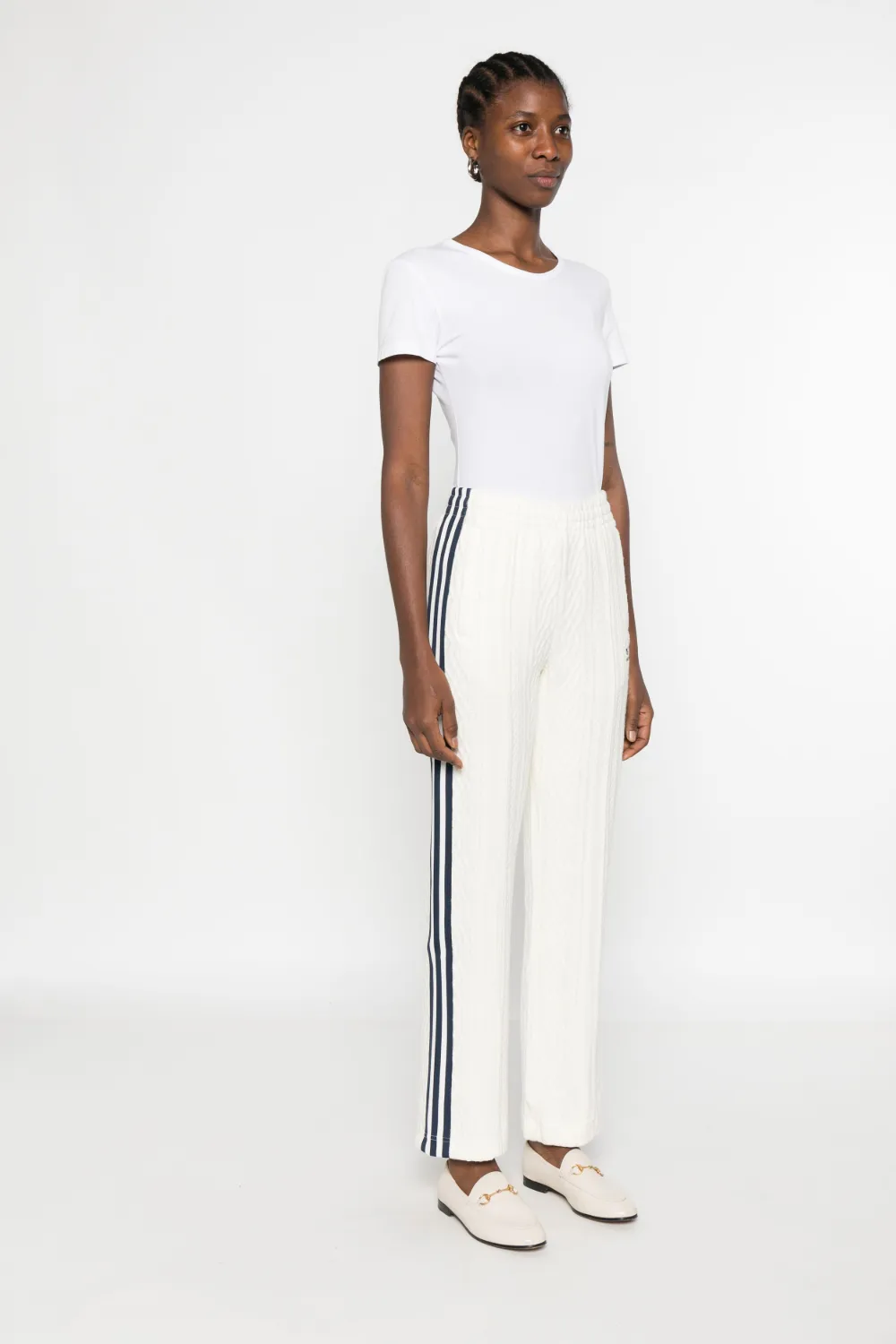 Adidas Originals Side-stripe Track Pants In White