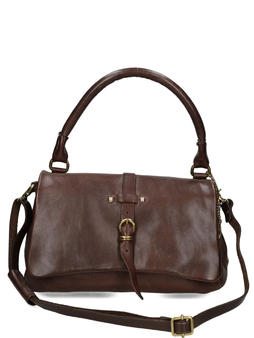 As98 Buckle-fastening Leather Shoulder Bag In Brown