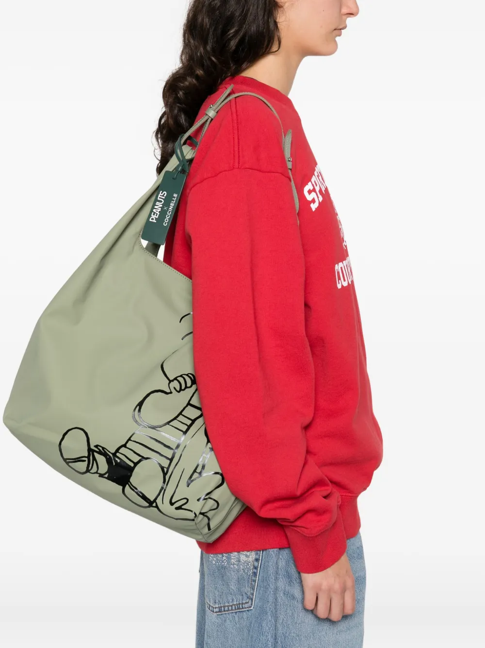 Coccinelle X Peanuts Nº10 Graphic-print Shoulder Bag In Green