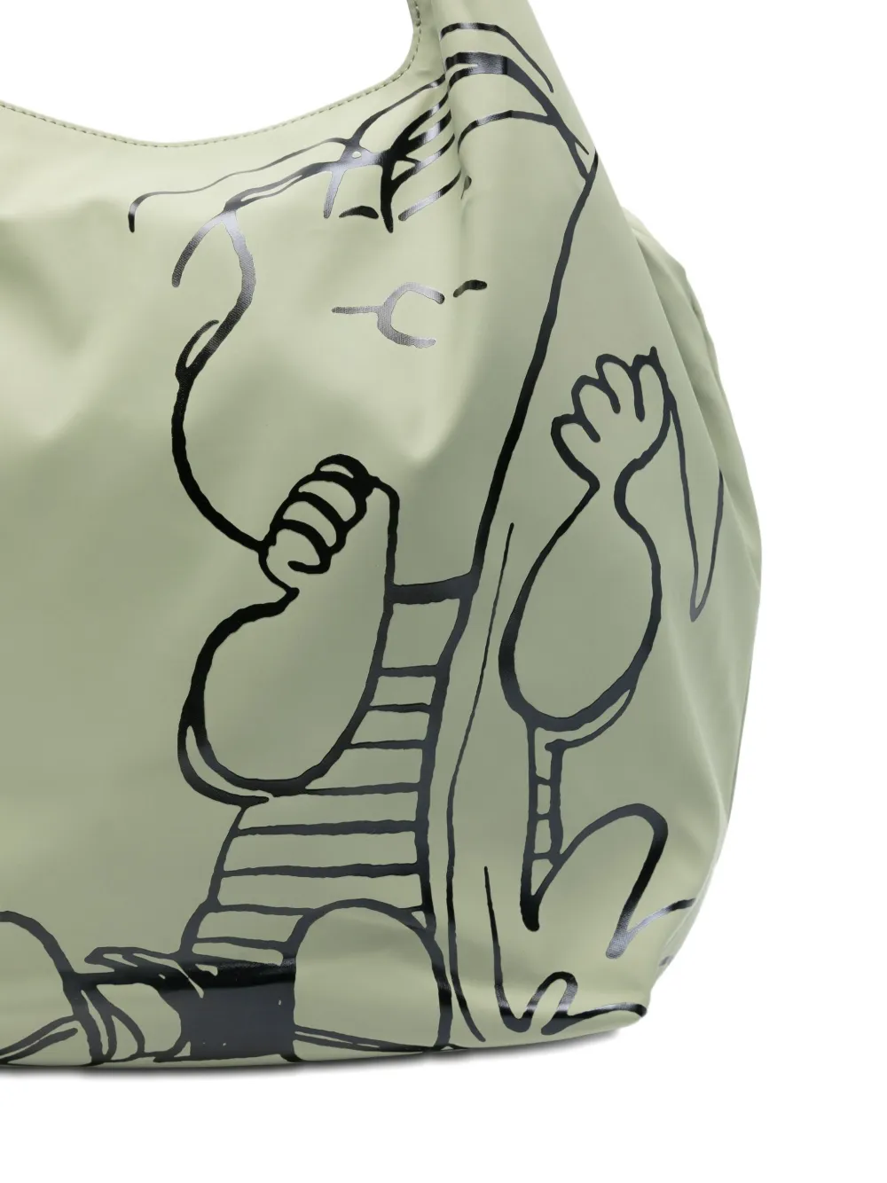 Coccinelle X Peanuts Nº10 Graphic-print Shoulder Bag In Green