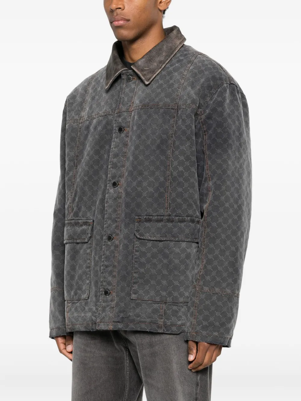 Daily Paper Patterned Pocket Jacket In Gray