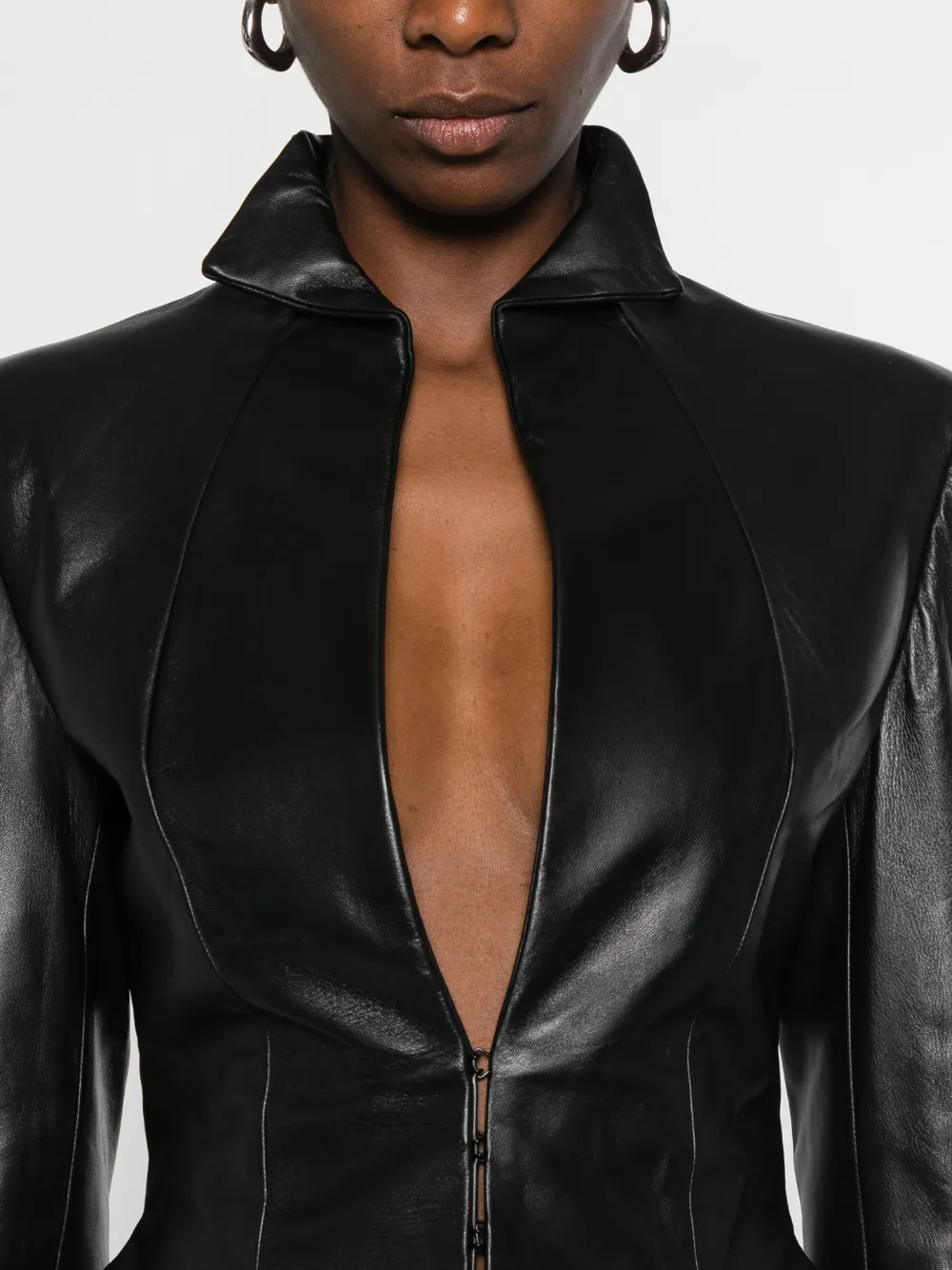 Francesco Murano Leather Jacket In Black