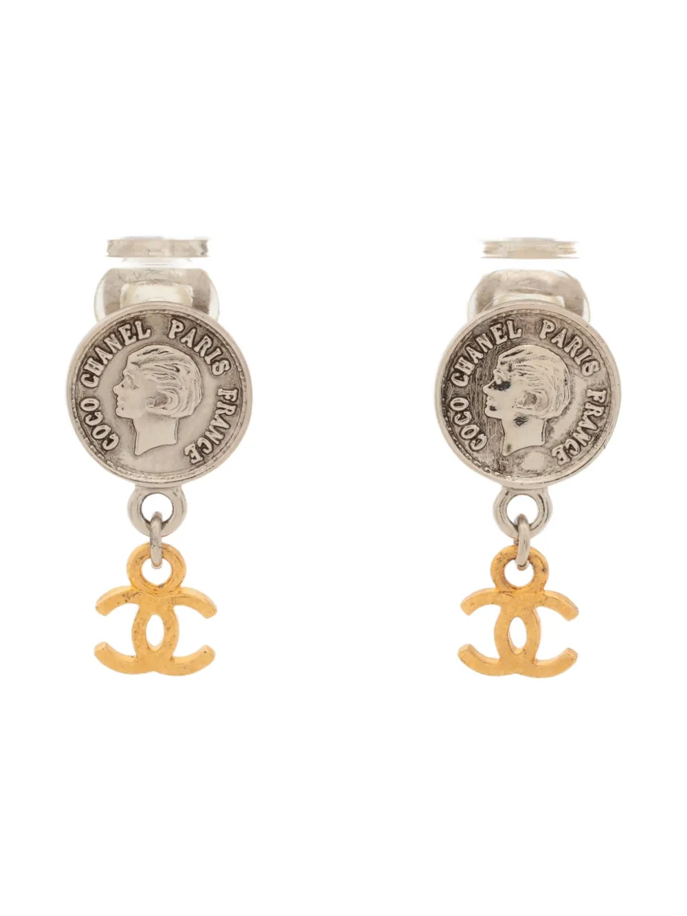 CHANEL Pre-Owned 1997 ココマーク メダリオン イヤリング - シルバートーン