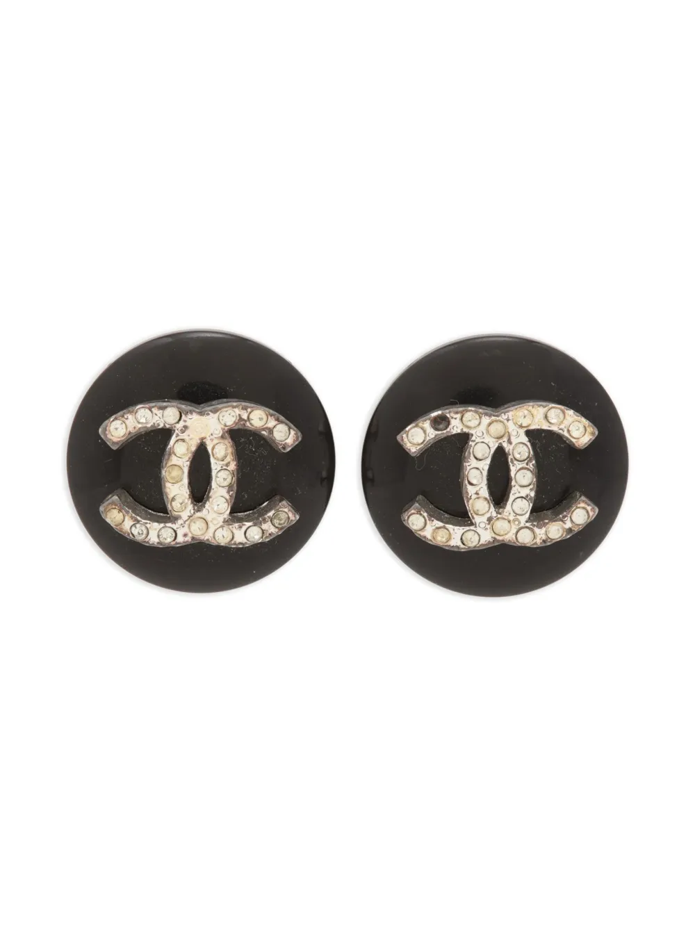 CHANEL Pre-Owned 1996 CC-mark clip-on earrings - Nero