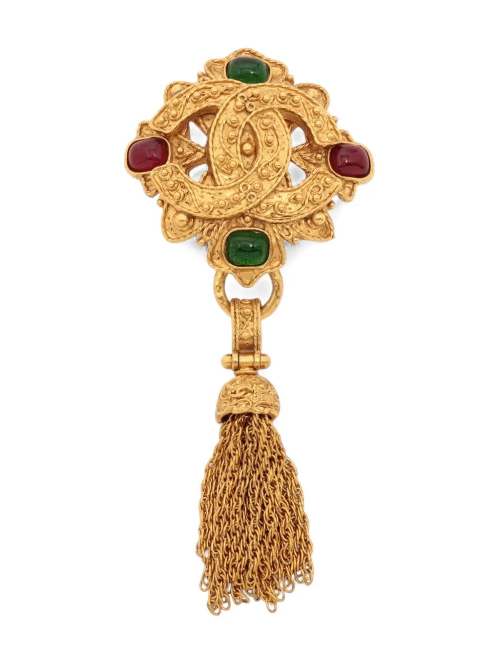 CHANEL Pre-Owned 1994 Gripoix タッセル ブローチ - ゴールドトーン