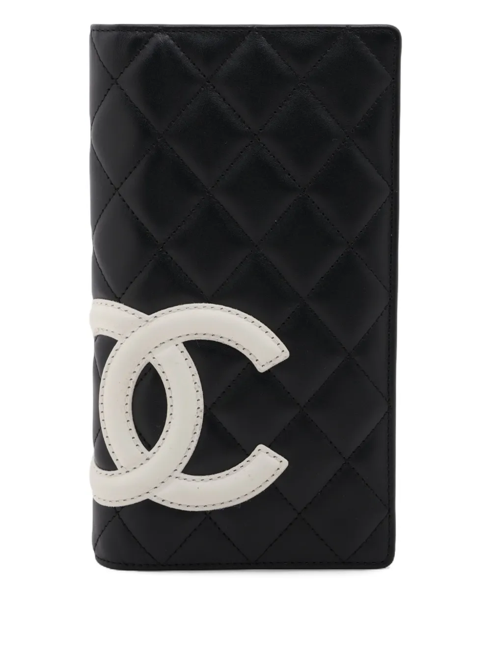 Pre-owned Chanel 2008-2009 Cambon Line Long Wallet In Black
