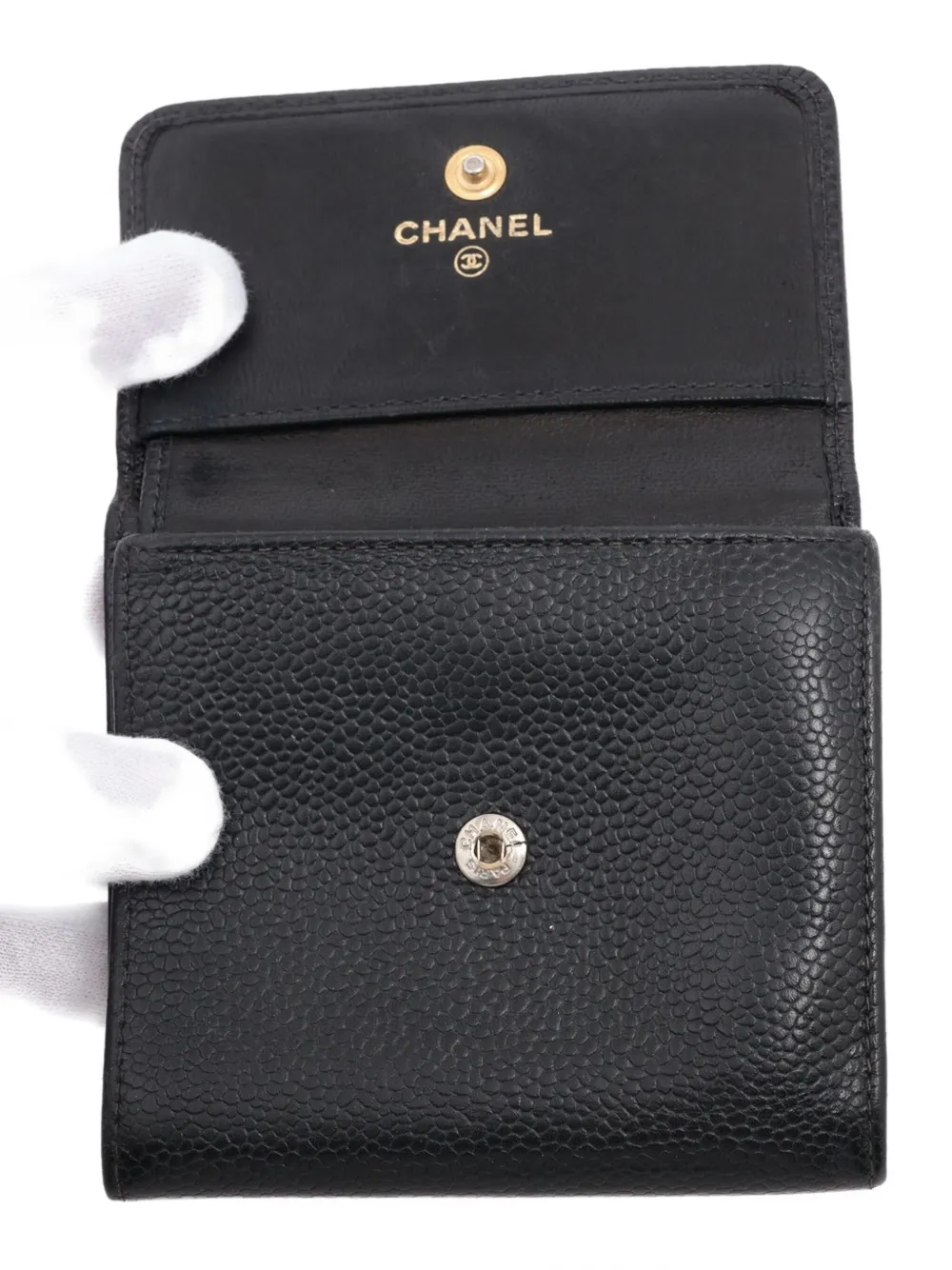 Pre-owned Chanel 2003-2004 Cc-mark Wallet In Black