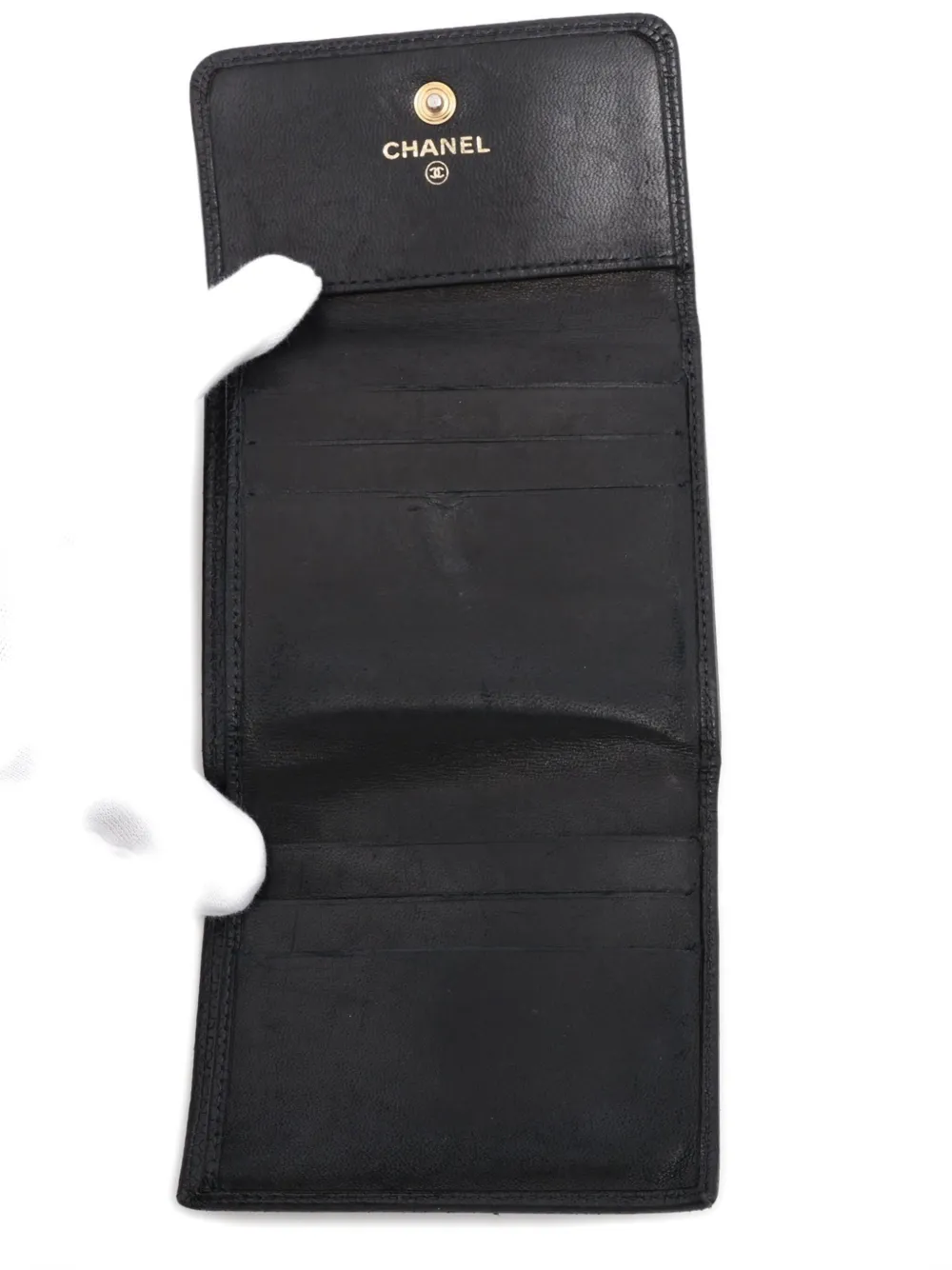 Pre-owned Chanel 2003-2004 Cc-mark Wallet In Black