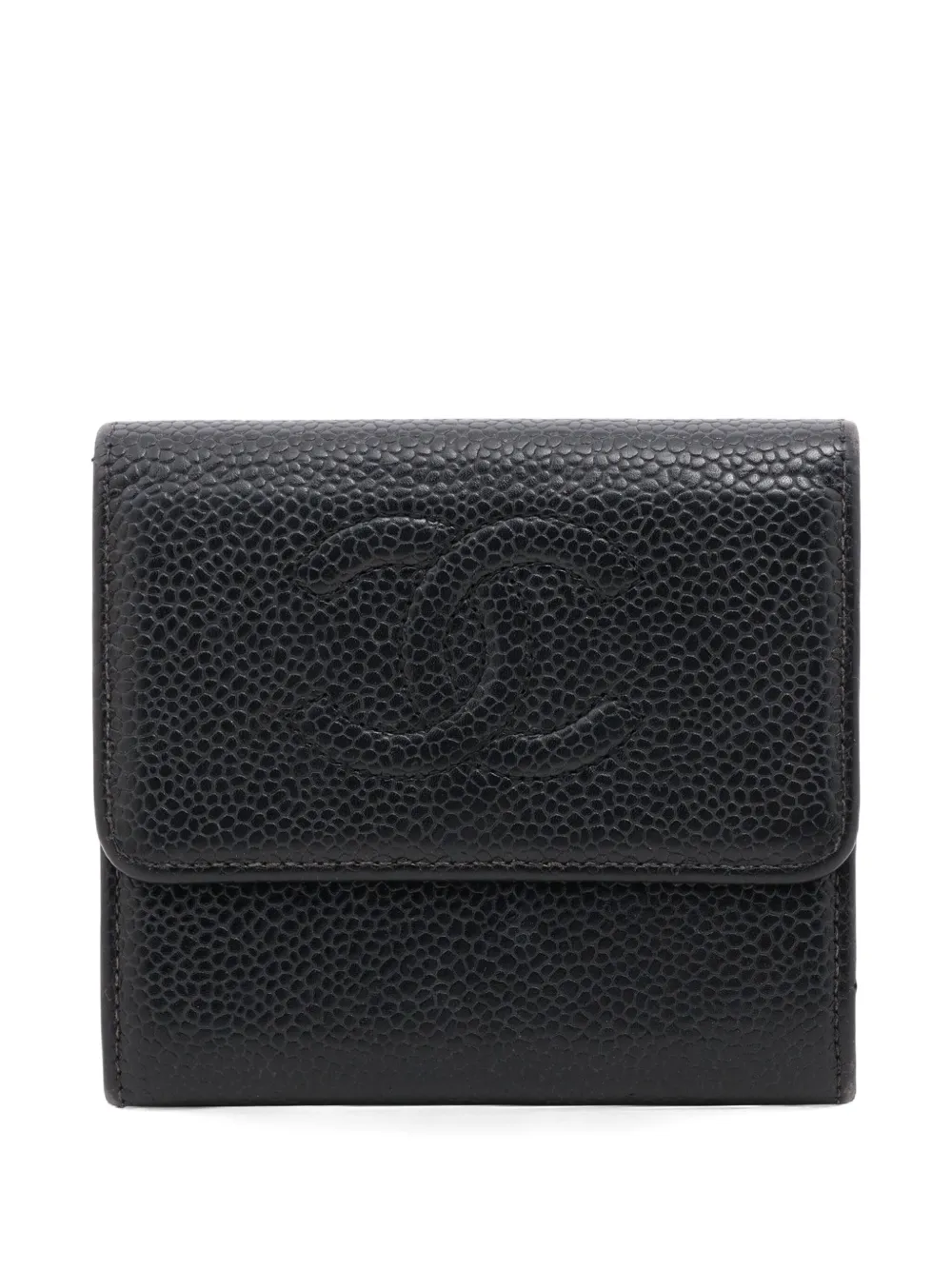 Pre-owned Chanel 2003-2004 Cc-mark Wallet In Black