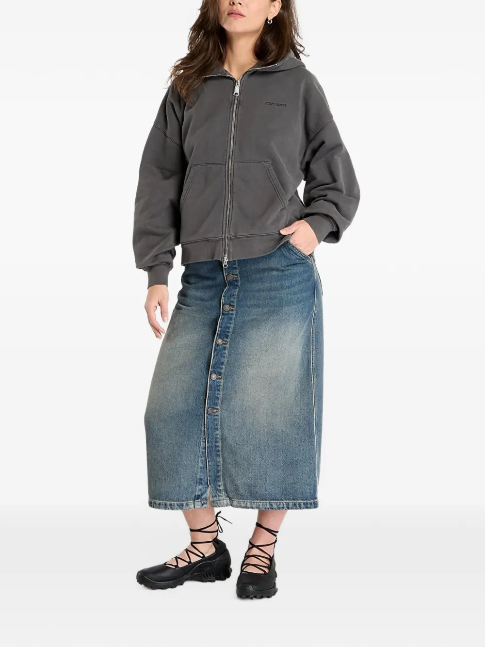 Carhartt WIP Trui met capuchon en rits Grijs