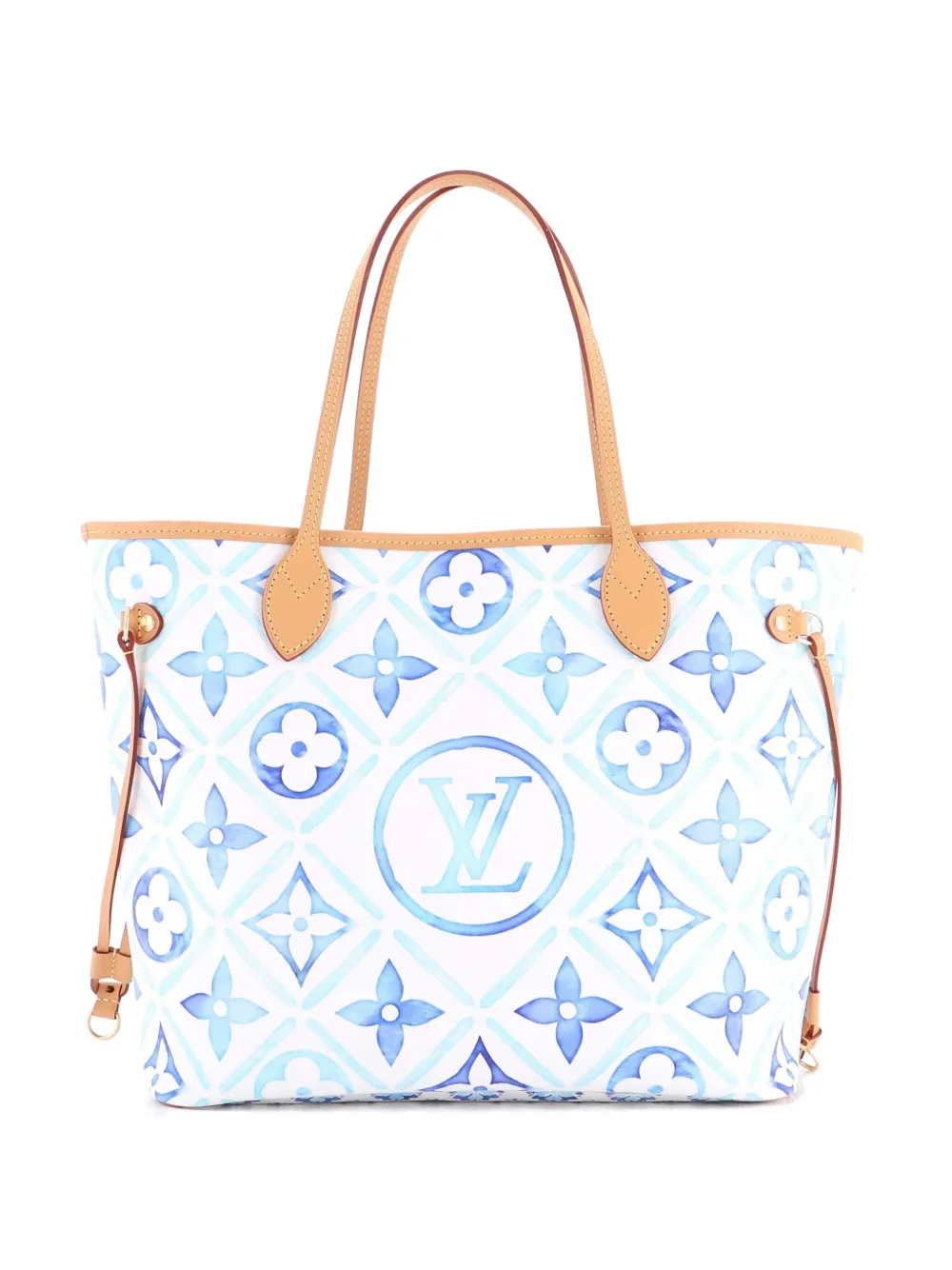 Pre-owned Louis Vuitton Neverfull Nm By The Pool Monogram Tile Canvas Mm Tote Bag In White