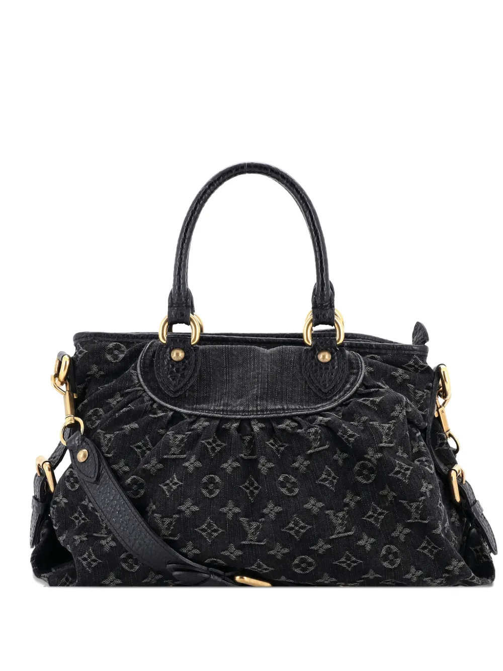 Pre-owned Louis Vuitton Neo Cabby Handbag Denim Mm Tote Bag In Black