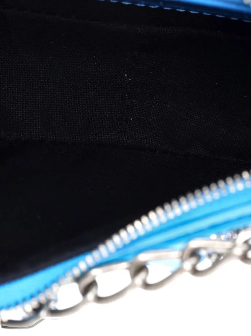Pre-owned Balenciaga Le Cagole Giant Studs Chain Crocodile Embossed Leather With Crystals Mini Shoulder Bag In Blue