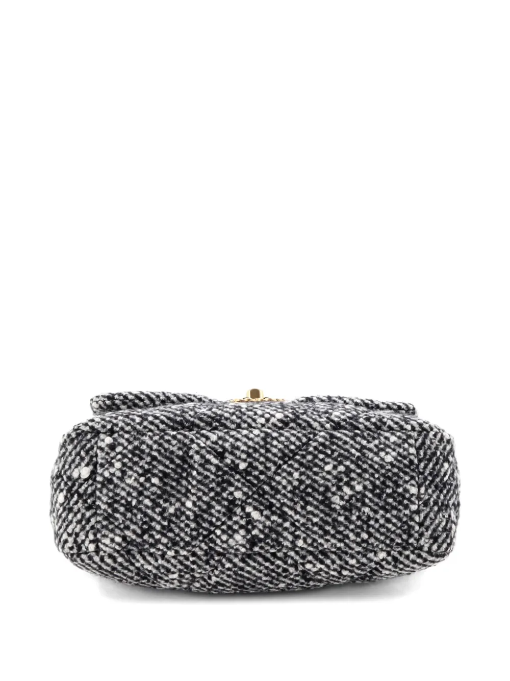 Pre-owned Chanel 19 Flap Bag Quilted Tweed Medium Crossbody Bag In Gray