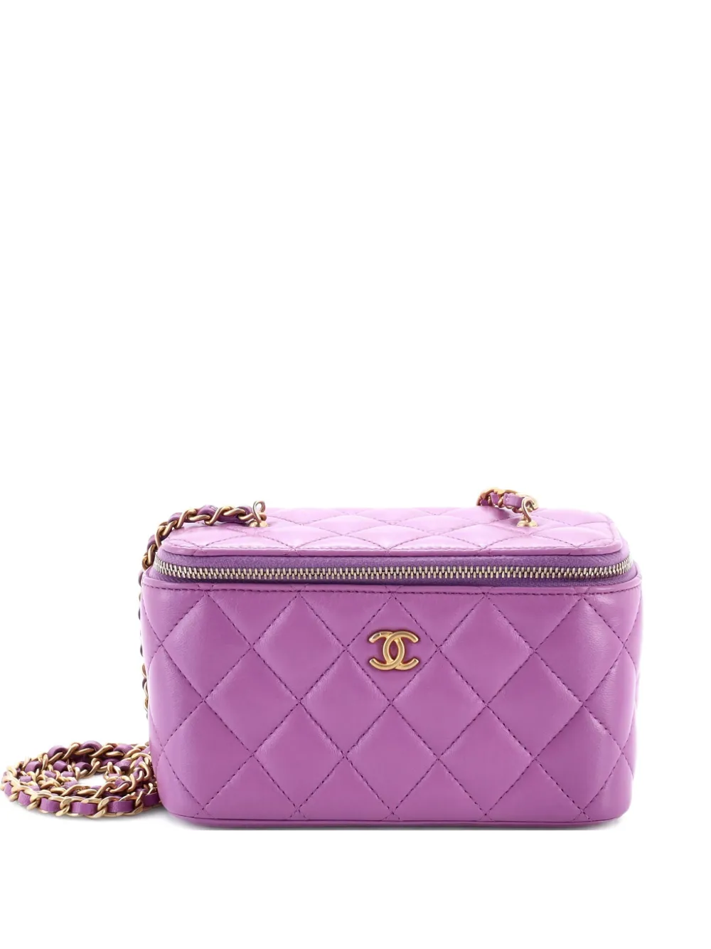 CHANEL Pre-Owned Pearl Crush Vanity Case with Chain Quilted Lambskin