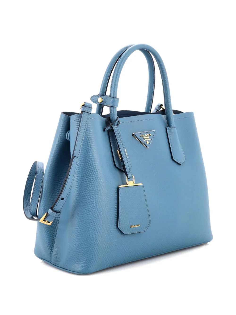Prada Pre-Owned Cuir Double Saffiano Leather Medium tote bag - ブルー Prada Pre-Owned Cuir Double Saffiano Leather Medium tote bag - ブルー