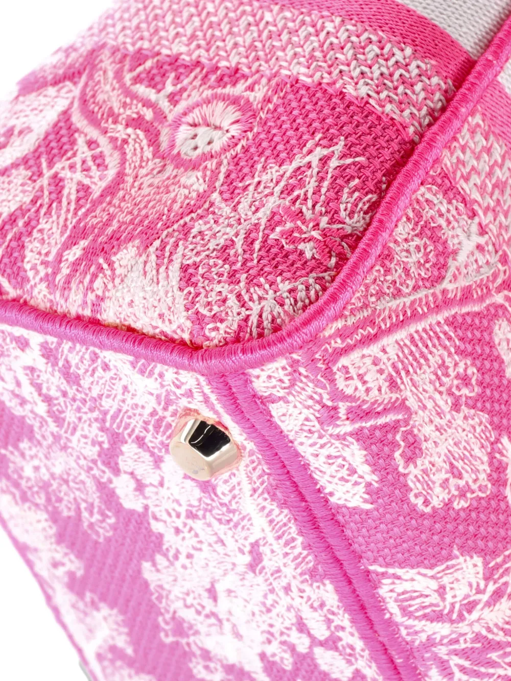 Pre-owned Dior Toile De Jouy Lady D-lite Bag Embroidered Canvas Tote Bag In Pink