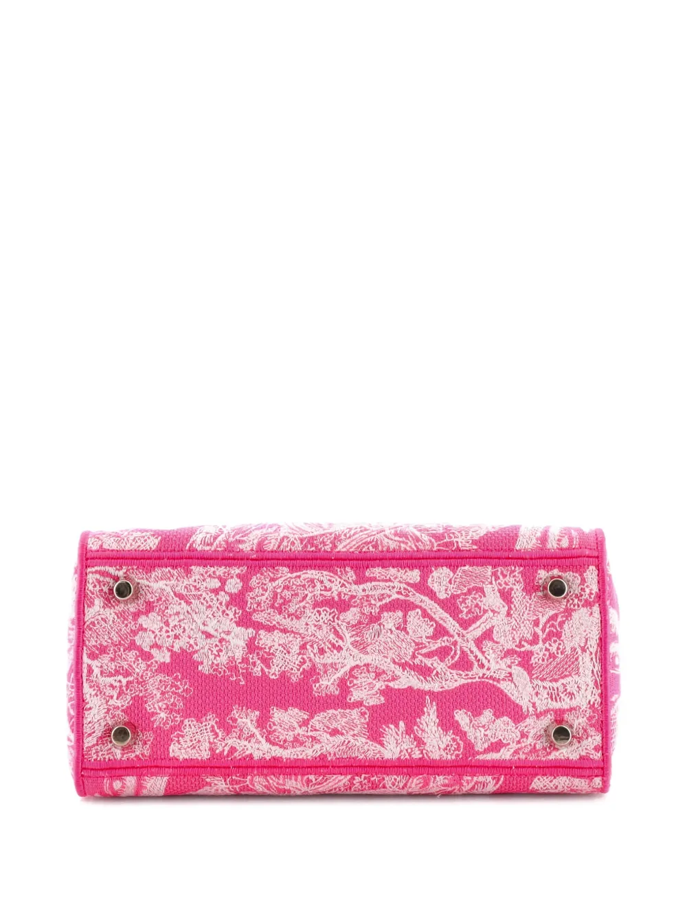 Pre-owned Dior Toile De Jouy Lady D-lite Bag Embroidered Canvas Tote Bag In Pink
