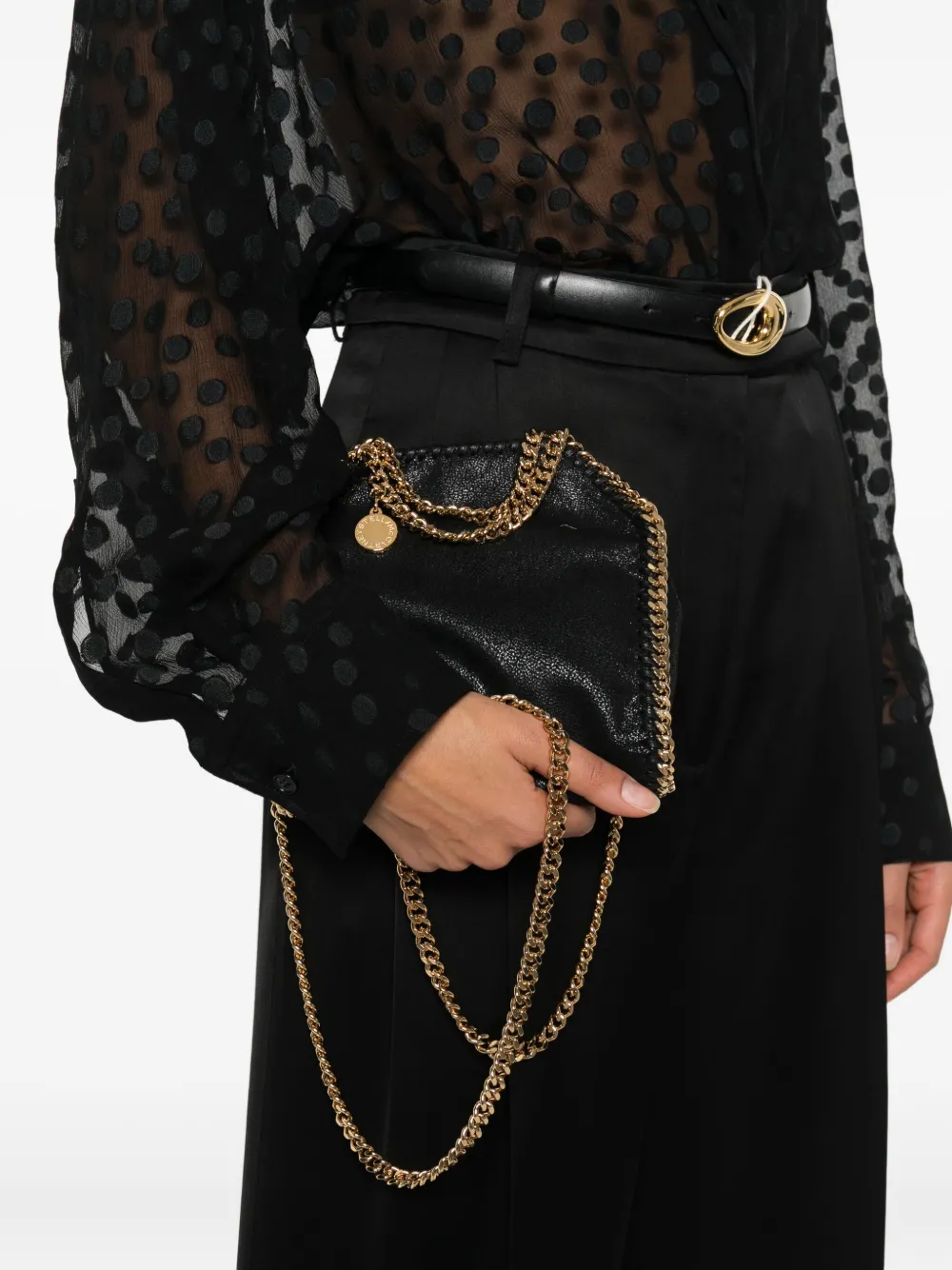 Stella Mccartney Tiny Falabella Chain Strap Shoulder Bag In Black