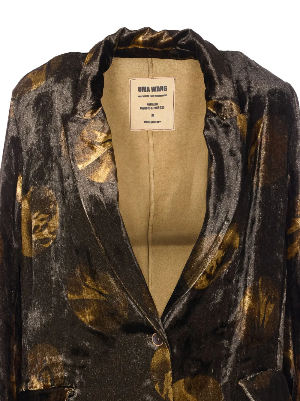 Uma Wang Longline Velvet Effect Jacket With Notched Lapel In Brown