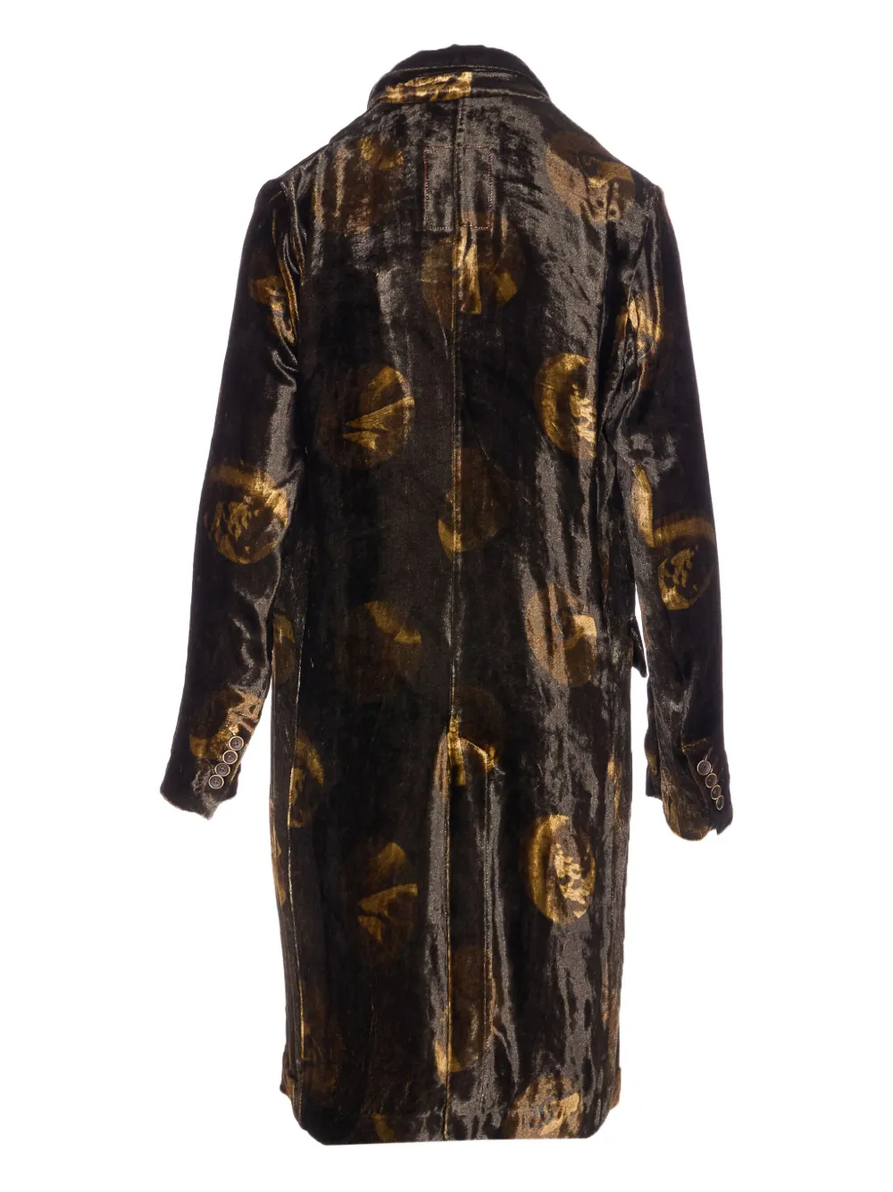 Uma Wang Longline Velvet Effect Jacket With Notched Lapel In Brown
