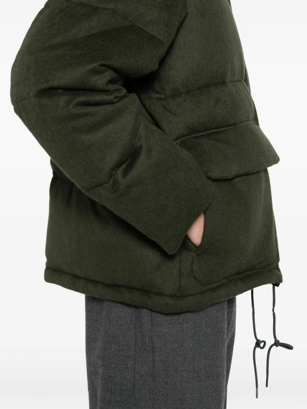 Auralee camel flannel down jacket Groen