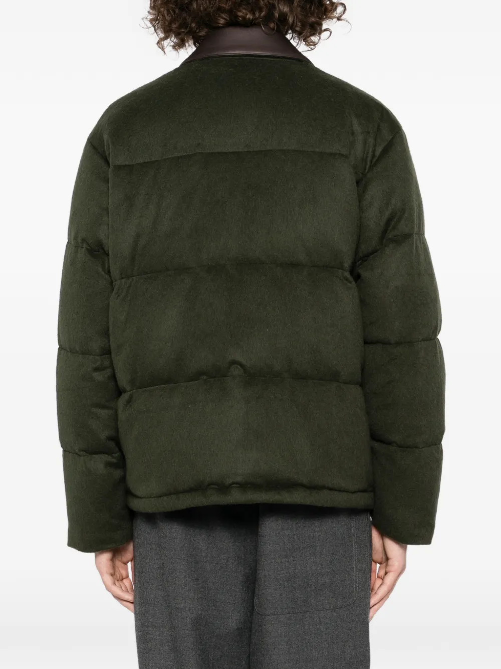 Auralee camel flannel down jacket Groen