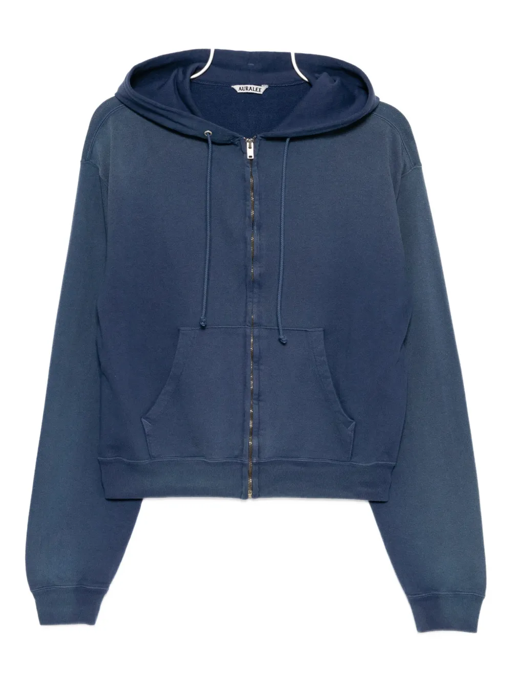 Auralee Pima-cotton Dyed Zip Hoodie In Blue