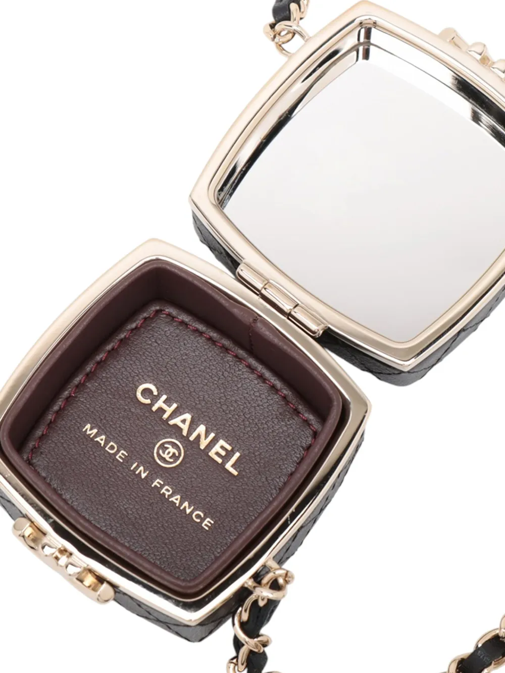 Pre-owned Chanel 2021 Quilted Lambskin Make-up Box Clutch With Chain Crossbody Bag In Black