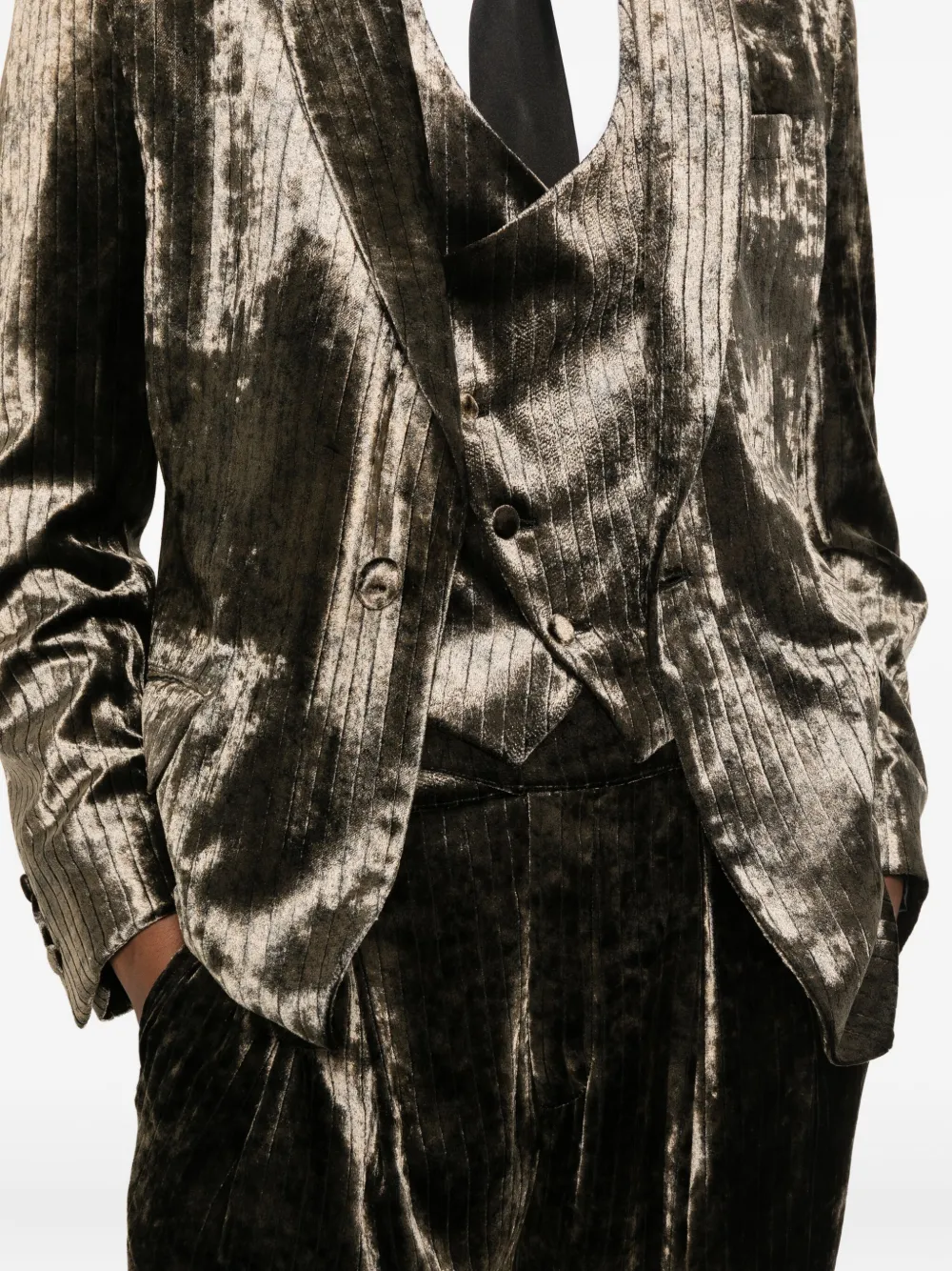 Emporio Armani Driedelig pak met fluwelen textuur Bruin