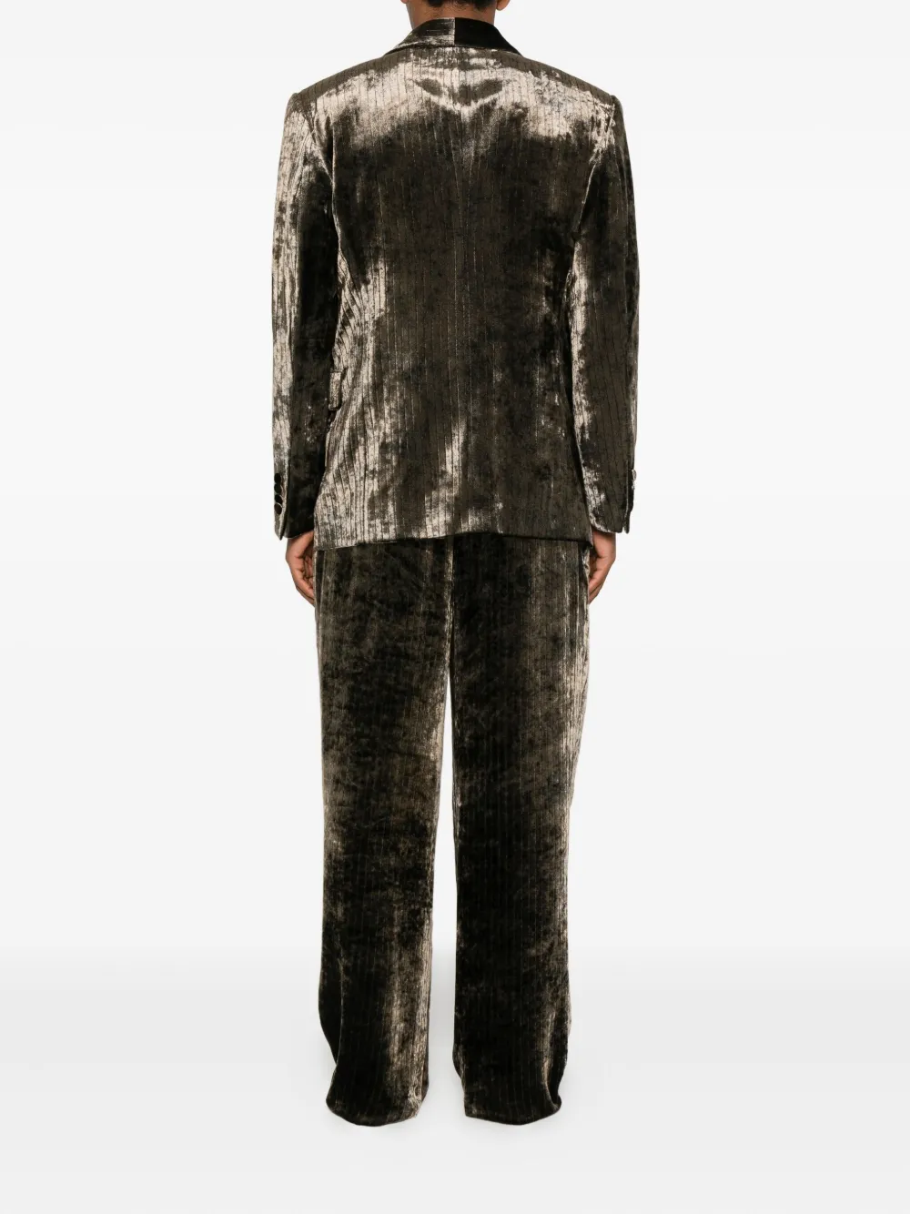 Emporio Armani Driedelig pak met fluwelen textuur Bruin