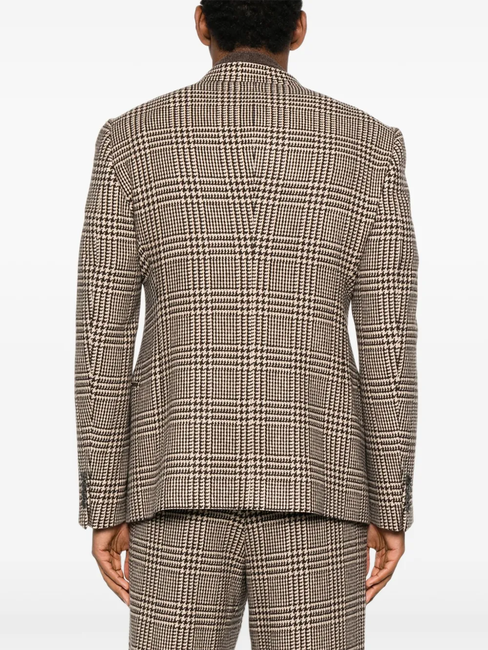 Emporio Armani Blazer met dubbele rij knopen en pied-de-poule patroon Bruin