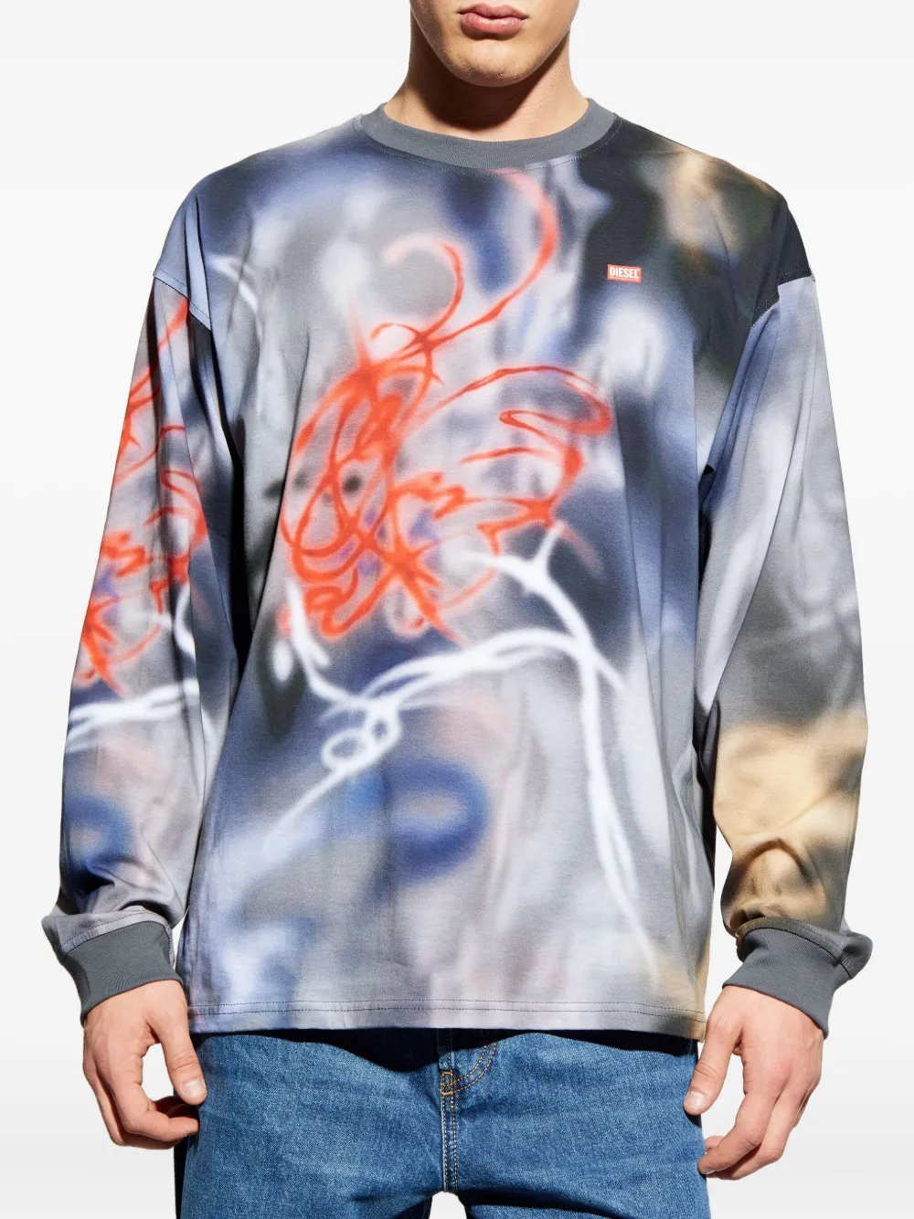 Diesel T-Boxt Ls V4 T-shirt met lange mouwen en grafische print Grijs