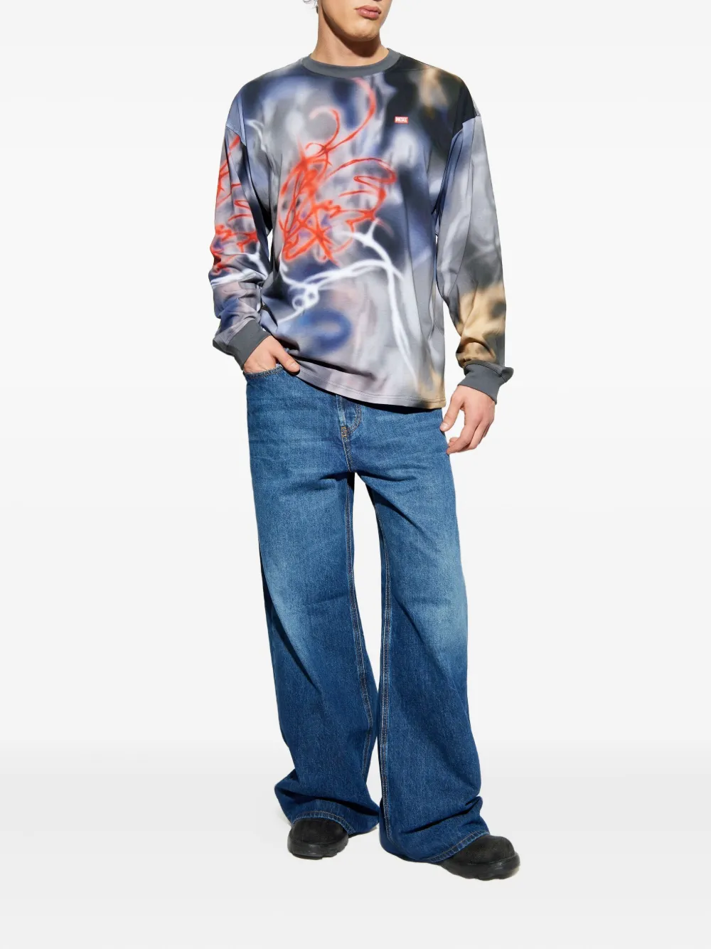 Diesel T-Boxt Ls V4 long sleeve graphic T-Shirt - Grijs