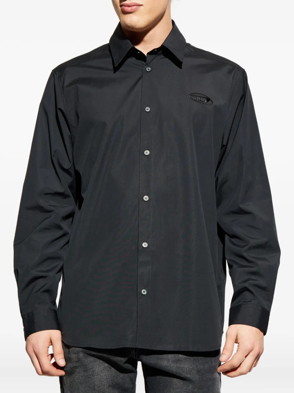 Diesel S-Simply-Gsbh overhemd met geborduurd logo Zwart