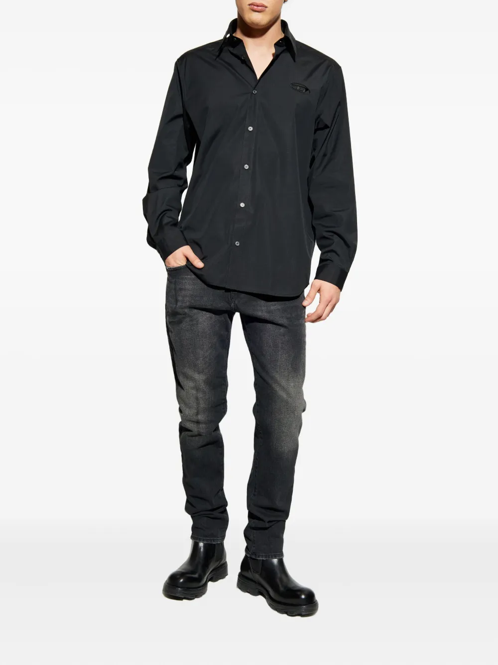 Diesel S-Simply-Gsbh logo-embroidered shirt - Zwart