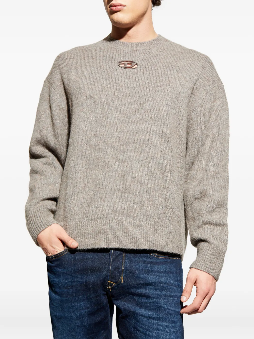 Diesel K-Areeso trui met uitgesneden details en logo Beige